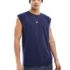 Brave Soul Raw Edge Vest In Navy For Men -Soul Brave Shop 205562847 1 navy