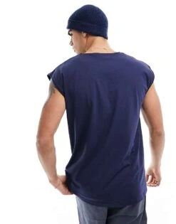 Brave Soul Raw Edge Vest In Navy For Men -Soul Brave Shop 205562847 4