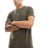 Brave Soul Raw Edge T-shirt In Khaki For Men Green -Soul Brave Shop 205562891 1 green