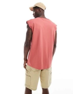 Brave Soul Raw Edge Vest In Mineral Red For Men -Soul Brave Shop 205562906 3