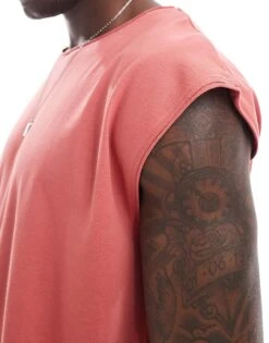 Brave Soul Raw Edge Vest In Mineral Red For Men -Soul Brave Shop 205562906 4