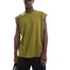 Brave Soul Oversized Raw Edge Vest In Sea Kelp Green For Men -Soul Brave Shop 205562940 1 green