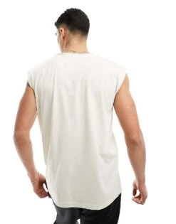 Brave Soul Raw Edge Vest In Light Stone For Men Neutral -Soul Brave Shop 205562948 3