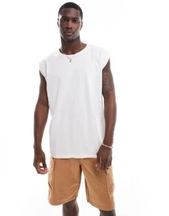 Brave Soul Oversized Raw Edge Vest In White For Men -Soul Brave Shop 205563003 1 white 1