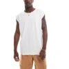 Brave Soul Oversized Raw Edge Vest In White For Men