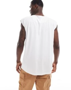 Brave Soul Oversized Raw Edge Vest In White For Men -Soul Brave Shop 205563003 3
