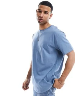 Brave Soul Oversized T-shirt In Coronet Blue For Men
