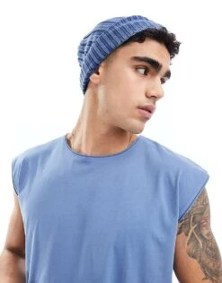 Brave Soul Raw Edge Vest In Coronet Blue For Men