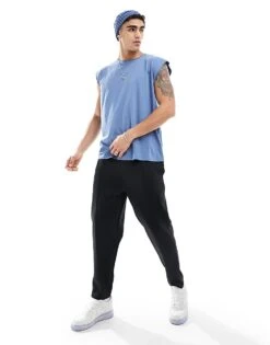 Brave Soul Raw Edge Vest In Coronet Blue For Men -Soul Brave Shop 205563066 3