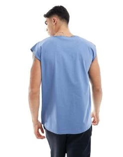 Brave Soul Raw Edge Vest In Coronet Blue For Men -Soul Brave Shop 205563066 4