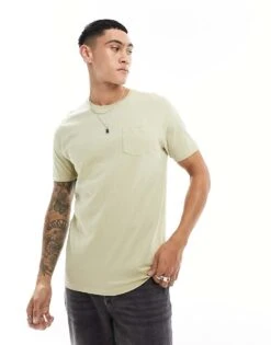 Brave Soul Crew Neck Pocket T-shirt In Pale Olive Green For Men -Soul Brave Shop 205563080 1 green 1
