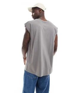 Brave Soul Oversized Raw Edge Vest In Steel Grey For Men -Soul Brave Shop 205563149 3