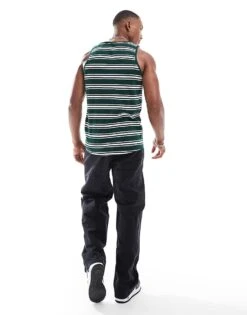 Brave Soul Classic Stripe Vest In Green & White For Men -Soul Brave Shop 205563169 4