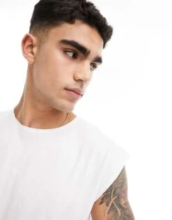 Brave Soul Raw Edge Vest In White For Men