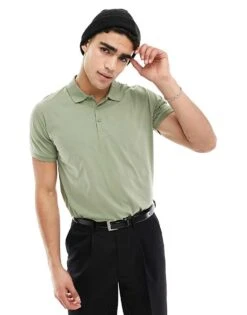 Brave Soul Polo In Washed Sage Green For Men -Soul Brave Shop 205563350 1 green 1