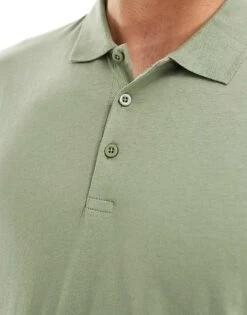Brave Soul Polo In Washed Sage Green For Men -Soul Brave Shop 205563350 3
