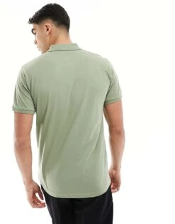 Brave Soul Polo In Washed Sage Green For Men -Soul Brave Shop 205563350 4