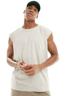 Brave Soul Raw Edge Vest In Light Grey For Men