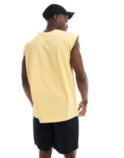 Brave Soul Raw Edge Vest In Pineapple Yellow For Men -Soul Brave Shop 205563461 3
