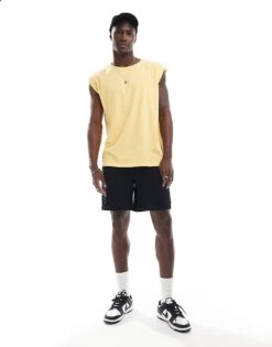 Brave Soul Raw Edge Vest In Pineapple Yellow For Men -Soul Brave Shop 205563461 4
