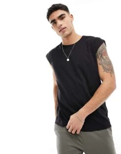 Brave Soul Raw Edge Vest In Black For Men