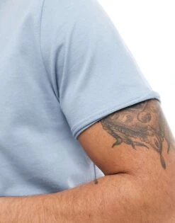 Brave Soul Raw Edge T-shirt In Steel Blue For Men -Soul Brave Shop 205564411 2