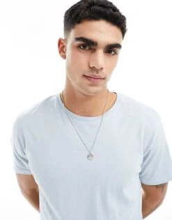 Brave Soul Crew Neck T-shirt In Baby Blue For Men