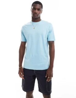 Brave Soul High Neck T-shirt In Sky Blue For Men -Soul Brave Shop 205564543 2