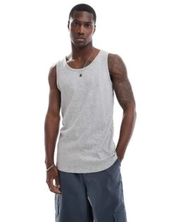 Brave Soul Ribbed Classic Vest In Light Grey For Men -Soul Brave Shop 205564552 1 grey 1