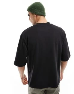 Brave Soul Heavyweight High Neck Super Oversized T-shirt In Black For Men -Soul Brave Shop 205564569 4