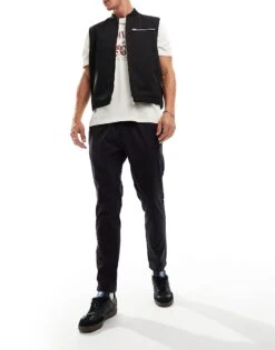 Brave Soul Elasticated Waist Chino Trousers In Navy For Men