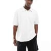 Brave Soul Boucle Textured Polo In Cream For Men -Soul Brave Shop 206483186 1 cream
