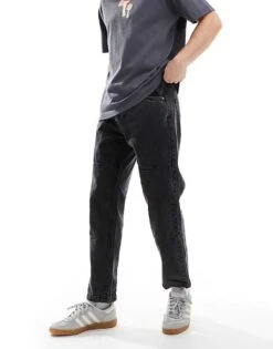 Brave Soul Loose Fit Jeans In Washed Black With Seam Detail For Men Grey