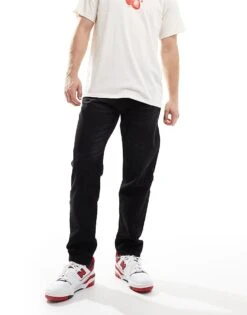 Brave Soul Loose Fit Jeans In Washed Black For Men