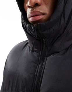 Brave Soul Oversized Hooded Chevron Quilted Puffer Jacket In Black For Men -Soul Brave Shop 206984011 3