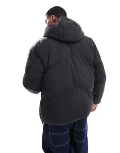 Brave Soul Oversized Hooded Chevron Quilted Puffer Jacket In Black For Men -Soul Brave Shop 206984011 4