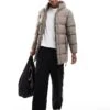 Brave Soul Longline Padded Puffer Jacket With Hood And Quilt Detail In Taupe For Men -Soul Brave Shop 206984073 1 taupe