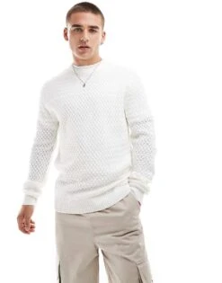 Brave Soul Ribbed Crew Neck Top In White For Men
