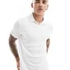 Brave Soul Towelling Polo Shirt With Revere Collar In Off White For Men -Soul Brave Shop 206997486 1 white