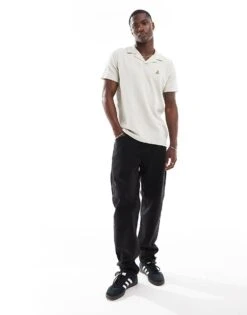 Brave Soul Waffle Polo Shirt In Ecru For Men Beige -Soul Brave Shop 206997670 3