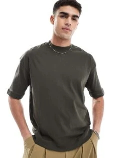 Brave Soul Short Sleeve Premium T-shirt 300 Gsm In Khaki For Men