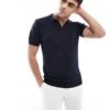 Brave Soul Knitted Polo Shirt In Navy For Men -Soul Brave Shop 208248311 1 navy