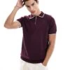 Brave Soul Knitted Polo Shirt With Contrast Tipping In Burgundy For Men -Soul Brave Shop 208248336 1 burgundy