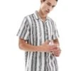 Brave Soul Short Sleeve Textured Stripe Shirt In Navy And Ecru For Men -Soul Brave Shop 208248361 1 navy